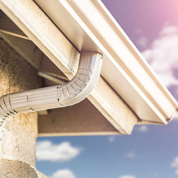 Close up of white k-style gutters